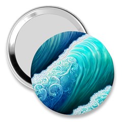 Abstract Waves In Blue And Green 3  Handbag Mirrors by GardenOfOphir