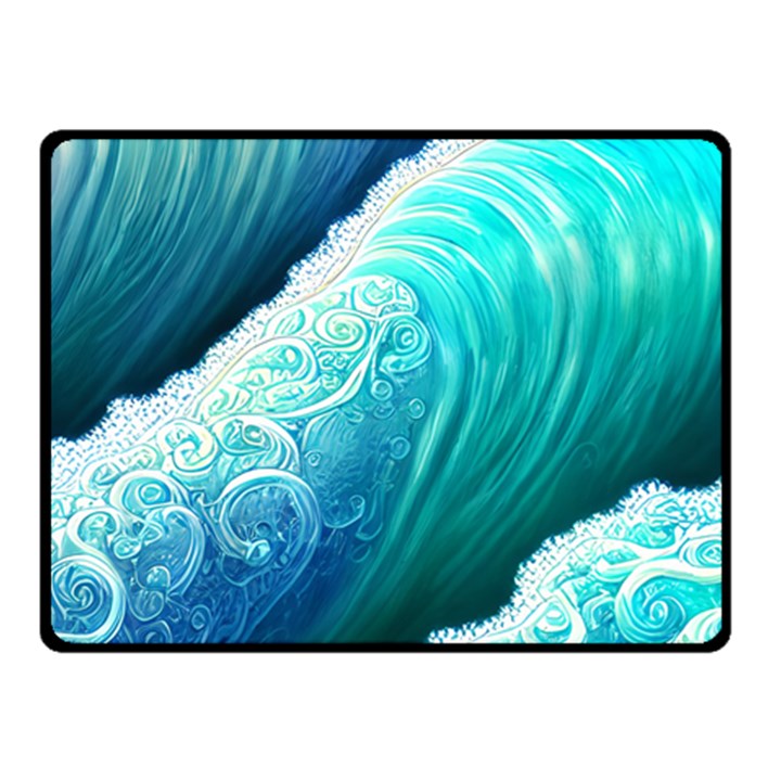 Abstract Waves In Blue And Green Fleece Blanket (Small)