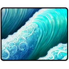 Abstract Waves In Blue And Green Fleece Blanket (medium) by GardenOfOphir