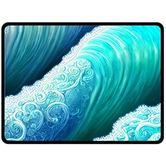 Abstract Waves In Blue And Green Fleece Blanket (large) by GardenOfOphir