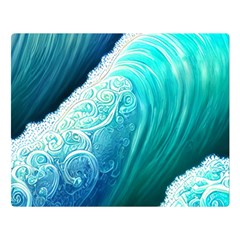 Abstract Waves In Blue And Green Premium Plush Fleece Blanket (large) by GardenOfOphir