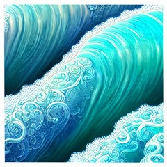 Abstract Waves In Blue And Green Wooden Puzzle Square by GardenOfOphir