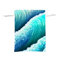 Abstract Waves In Blue And Green Lightweight Drawstring Pouch (m) by GardenOfOphir