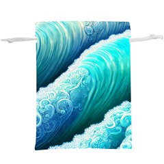 Abstract Waves In Blue And Green Lightweight Drawstring Pouch (xl) by GardenOfOphir