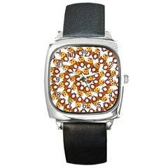 Owl Animal Bird Nature Feather Eyes Plumage Square Metal Watch by Ravend