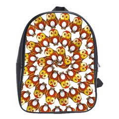 Owl Animal Bird Nature Feather Eyes Plumage School Bag (large) by Ravend