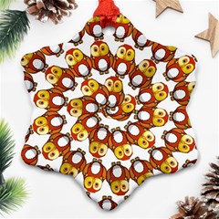 Owl Animal Bird Nature Feather Eyes Plumage Snowflake Ornament (two Sides) by Ravend