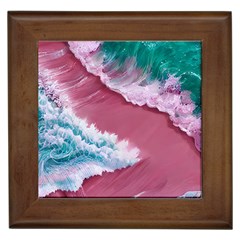 Ocean Waves In Pink Framed Tile by GardenOfOphir