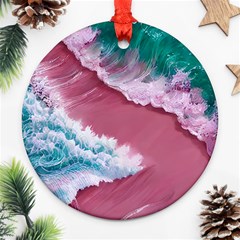 Ocean Waves In Pink Ornament (round) by GardenOfOphir