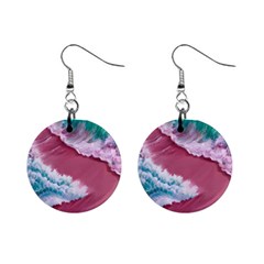 Ocean Waves In Pink Mini Button Earrings by GardenOfOphir