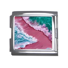 Ocean Waves In Pink Mega Link Italian Charm (18mm) by GardenOfOphir