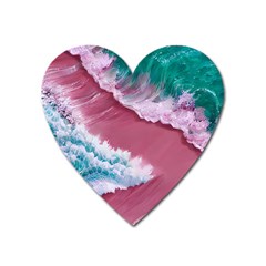 Ocean Waves In Pink Heart Magnet