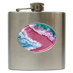 Ocean Waves In Pink Hip Flask (6 Oz) by GardenOfOphir