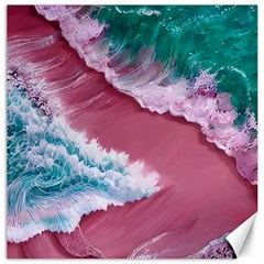 Ocean Waves In Pink Canvas 16  X 16  by GardenOfOphir