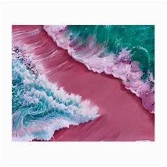 Ocean Waves In Pink Small Glasses Cloth (2 Sides) by GardenOfOphir