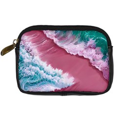 Ocean Waves In Pink Digital Camera Leather Case by GardenOfOphir