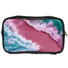 Ocean Waves In Pink Toiletries Bag (one Side) by GardenOfOphir