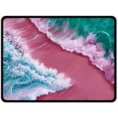 Ocean Waves In Pink One Side Fleece Blanket (large) by GardenOfOphir