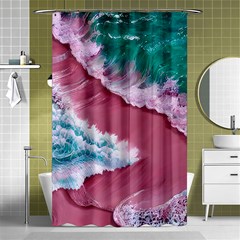 Ocean Waves In Pink Shower Curtain 48  X 72  (small)  by GardenOfOphir