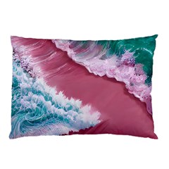 Ocean Waves In Pink Pillow Case (two Sides) by GardenOfOphir