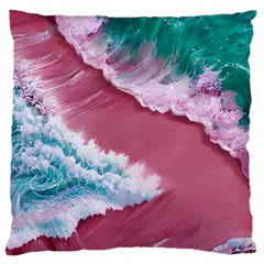 Ocean Waves In Pink Large Cushion Case (one Side) by GardenOfOphir