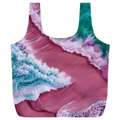 Ocean Waves In Pink Full Print Recycle Bag (xl) by GardenOfOphir