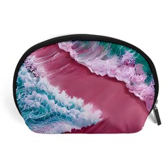 Ocean Waves In Pink Accessory Pouch (large) by GardenOfOphir