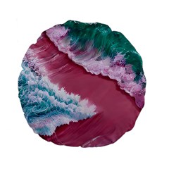 Ocean Waves In Pink Standard 15  Premium Flano Round Cushions by GardenOfOphir