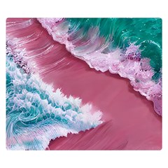 Ocean Waves In Pink Premium Plush Fleece Blanket (small) by GardenOfOphir