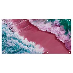 Ocean Waves In Pink Banner And Sign 8  X 4  by GardenOfOphir