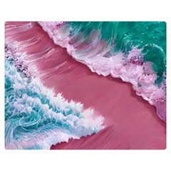 Ocean Waves In Pink One Side Premium Plush Fleece Blanket (medium) by GardenOfOphir