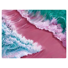 Ocean Waves In Pink Premium Plush Fleece Blanket (extra Small) by GardenOfOphir