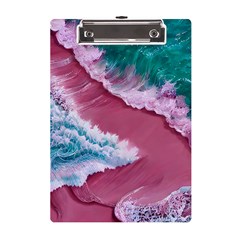 Ocean Waves In Pink A5 Acrylic Clipboard by GardenOfOphir