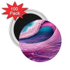 Pink Waves On The Beach Ii 2 25  Magnets (100 Pack)  by GardenOfOphir