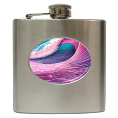 Pink Waves On The Beach Ii Hip Flask (6 Oz) by GardenOfOphir