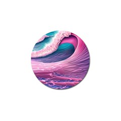 Pink Waves On The Beach Ii Golf Ball Marker by GardenOfOphir