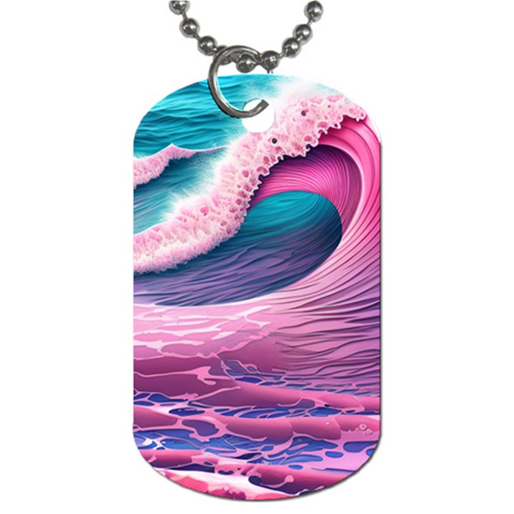 Pink Waves On The Beach Ii Dog Tag (Two Sides)