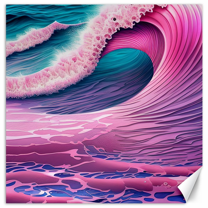 Pink Waves On The Beach Ii Canvas 20  x 20 