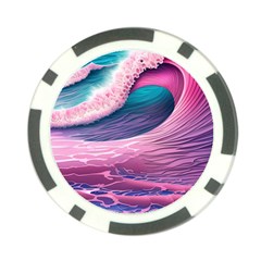 Pink Waves On The Beach Ii Poker Chip Card Guard by GardenOfOphir