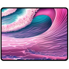 Pink Waves On The Beach Ii One Side Fleece Blanket (medium) by GardenOfOphir