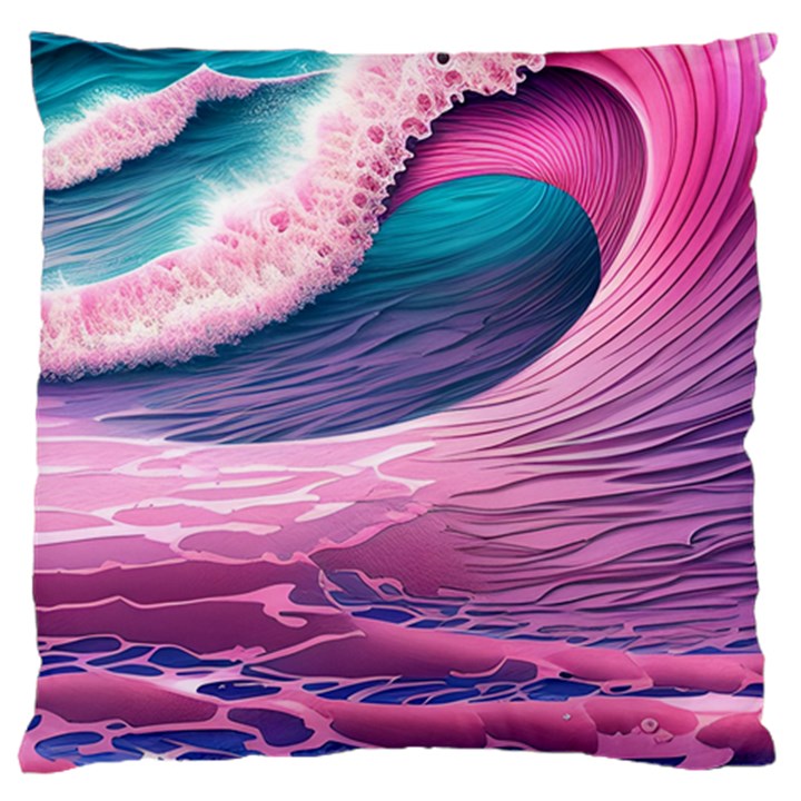 Pink Waves On The Beach Ii Large Cushion Case (Two Sides)