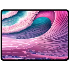 Pink Waves On The Beach Ii Fleece Blanket (large) by GardenOfOphir