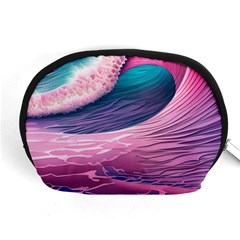 Pink Waves On The Beach Ii Accessory Pouch (medium) by GardenOfOphir