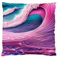 Pink Waves On The Beach Ii Standard Premium Plush Fleece Cushion Case (one Side) by GardenOfOphir