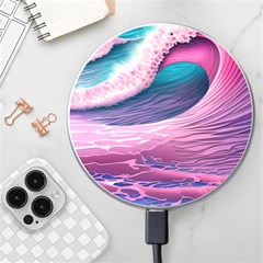 Pink Waves On The Beach Ii Wireless Fast Charger(white) by GardenOfOphir