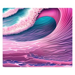 Pink Waves On The Beach Ii One Side Premium Plush Fleece Blanket (small) by GardenOfOphir