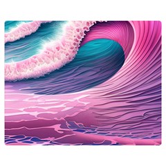 Pink Waves On The Beach Ii One Side Premium Plush Fleece Blanket (medium) by GardenOfOphir