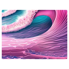 Pink Waves On The Beach Ii One Side Premium Plush Fleece Blanket (extra Small)