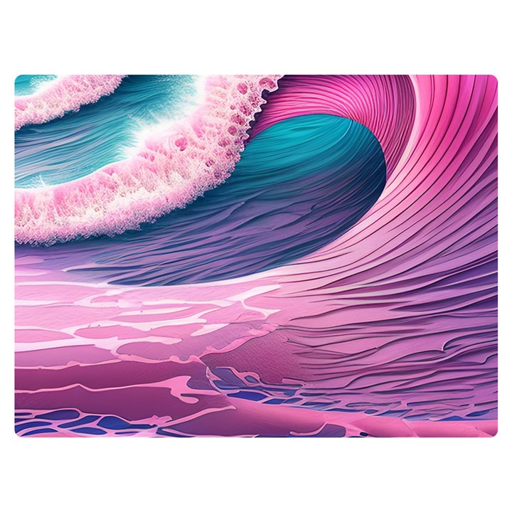 Pink Waves On The Beach Ii One Side Premium Plush Fleece Blanket (Extra Small)