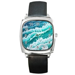 Waves On The Ocean Ii Square Metal Watch by GardenOfOphir